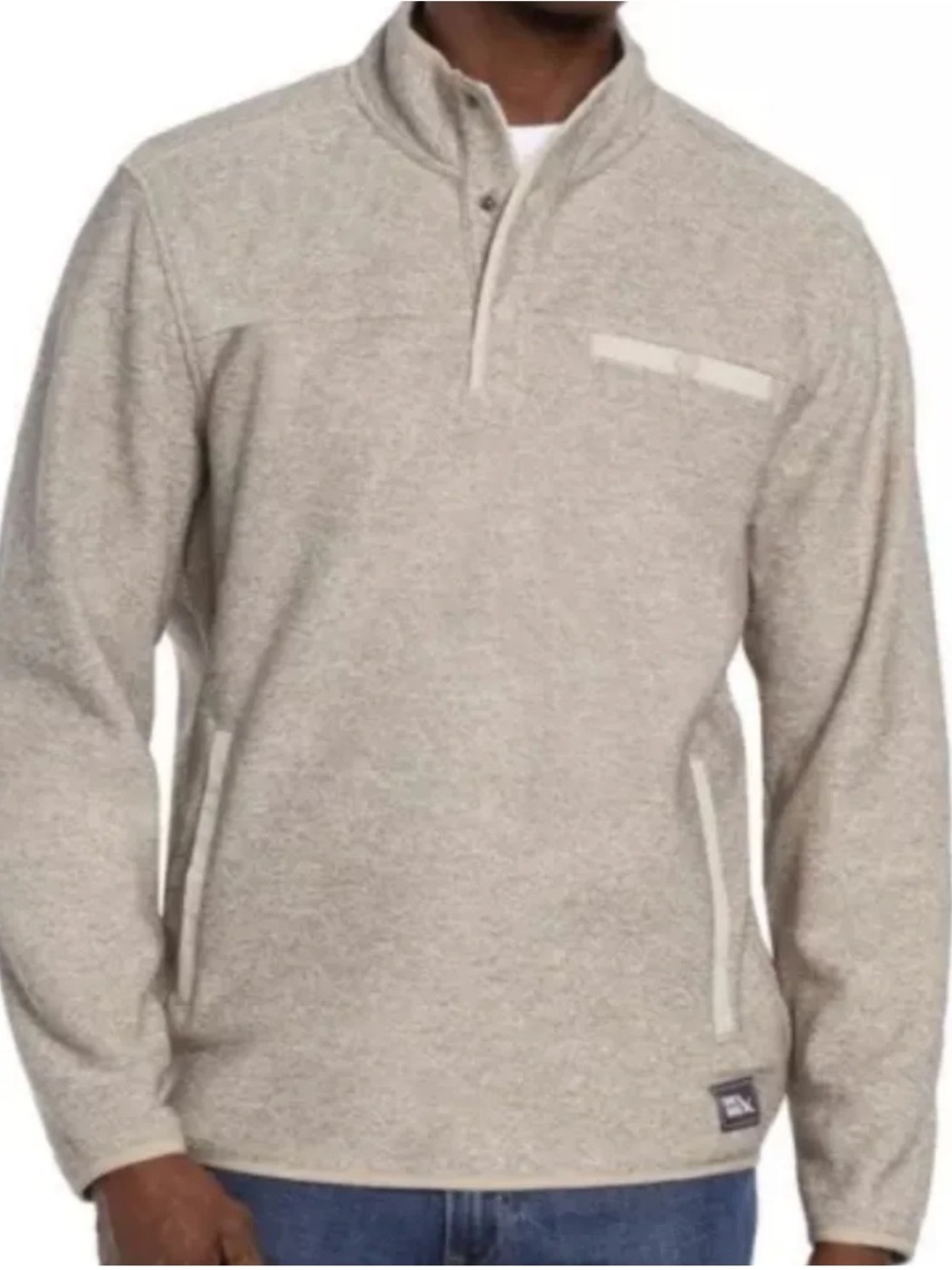 Eddie Bauer XL 1/4 Snap Fleece Sweater Light Heather Taupe Casual Outdoor New